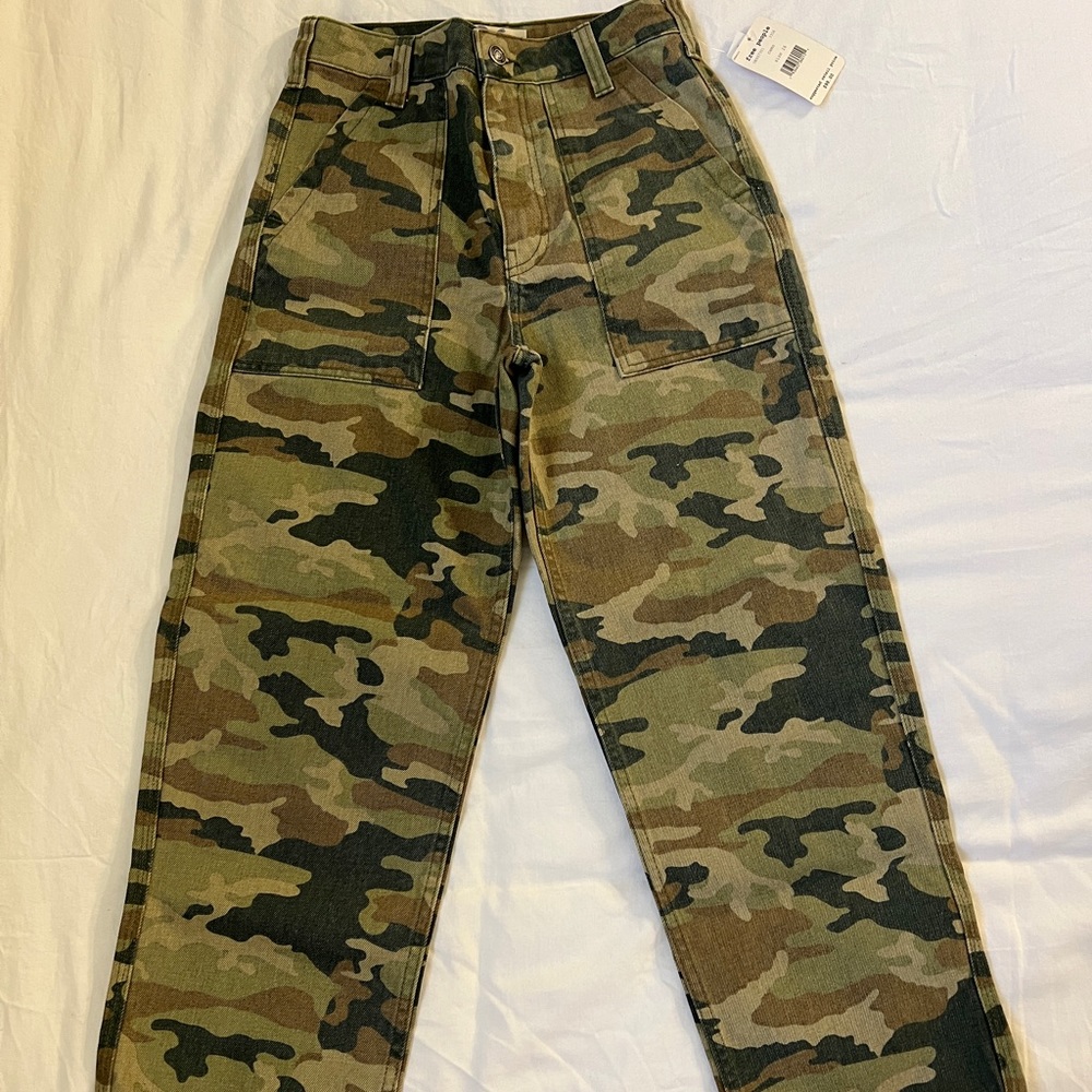 Free People Camo Straight Leg Pants